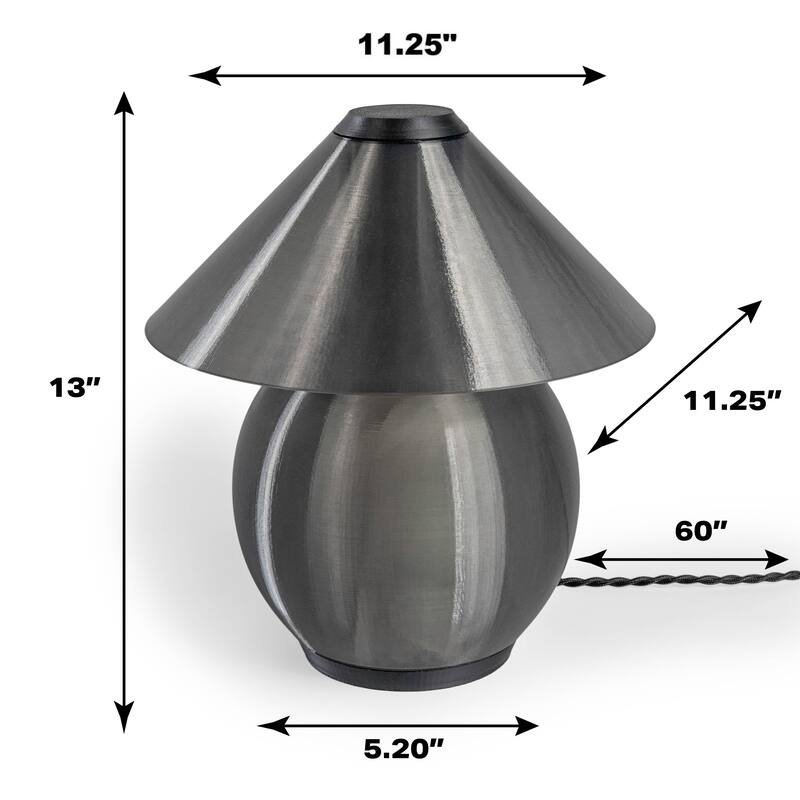 Gema 13" Modern Contemporary Plant-Based PLA 3D Printed Dimmable LED Table Lamp, by JONATHAN Y