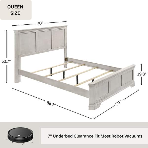 dimension image slide 0 of 6, Roundhill Furniture Maderne 3-Piece Wood Bedroom Set, Panel Bed and Two Nightstands