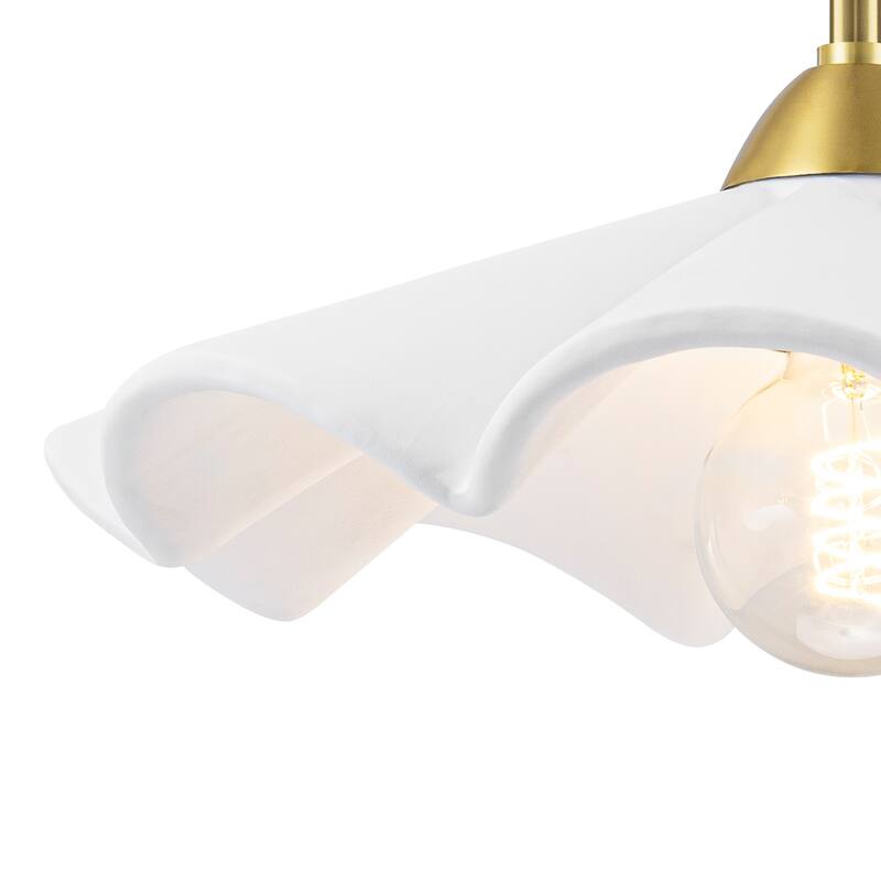 16-Inch White Ceramic Petal Pendant Light for Kitchen Dining Room - Dia.15.98-in