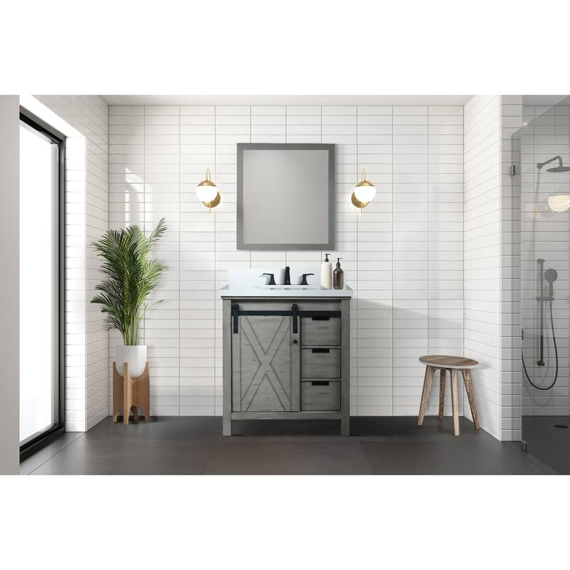 Marsyas Bath Vanity, Cultured Marble Countertop, Faucet Set and Mirrors