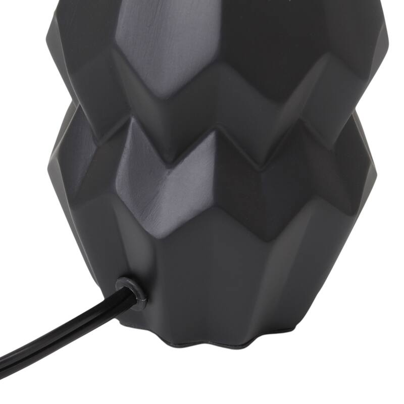 Ceramic Geometric Table Lamp with Fabric Shade for Bedroom - 6 x 6 x 13 in. (L x W x H)