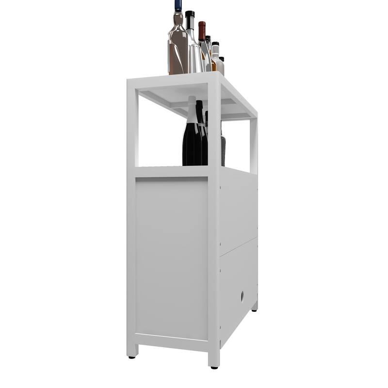 Bamboo Bathroom Storage Cabinet, Freestanding Storage Organizer, Bathroom Floor Cabinet with 2 Shutter Doors & Open Shelf