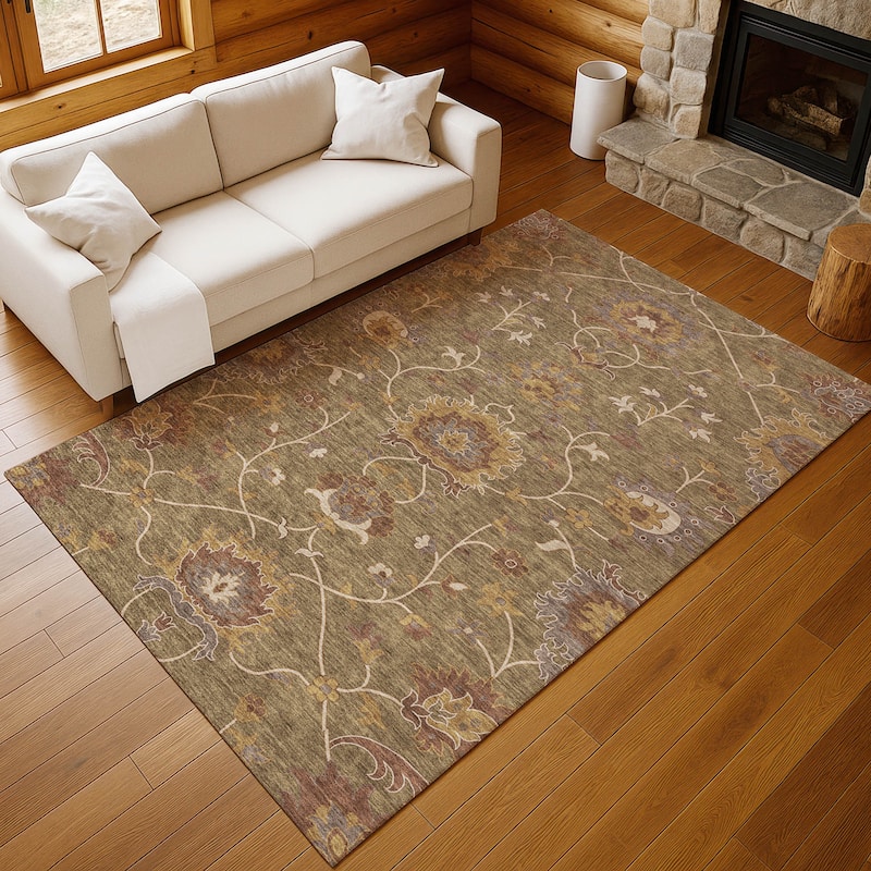 Machine Washable Indoor/ Outdoor Traditional Luna Chantille Rug