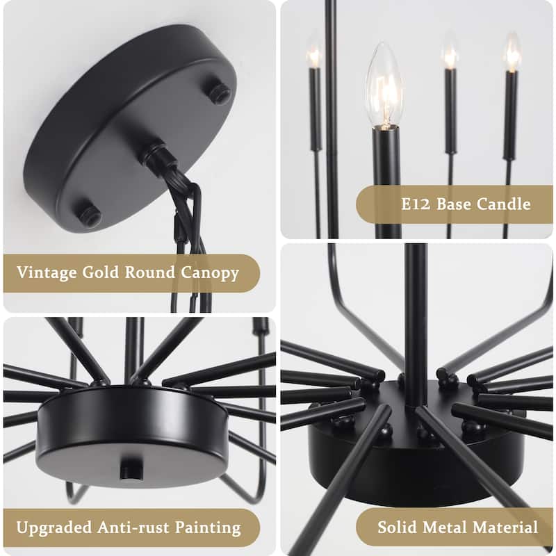 12-Light W32.08" x H70.07" Rustic Candle Chandelier for Dining Room Bedroom