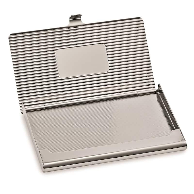 Curata Nickel-Plated Ribbed Business Card Case