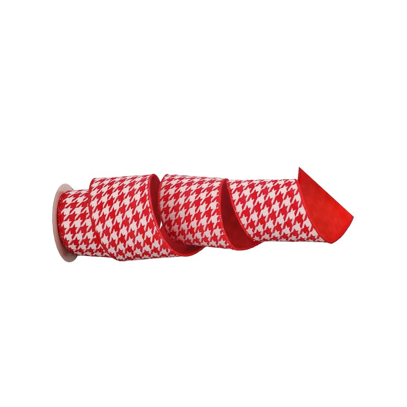 4" X 5y Woven Hounds Tooth Ribbon - 4" x 5 yards
