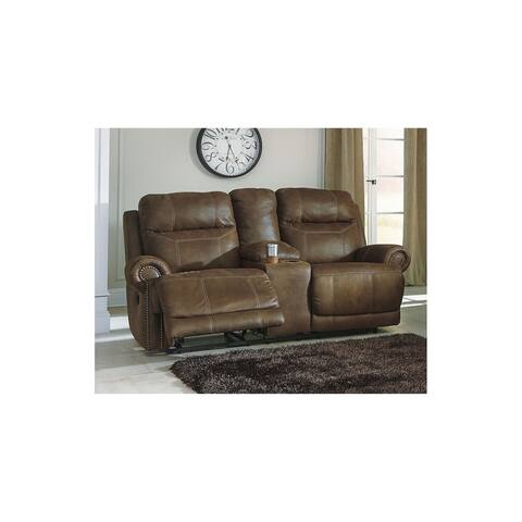 Austere Contemporary Double Reclining Power Loveseat w/Console, Brown - Medium