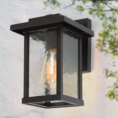 Modern Farmhouse Black 1-Light Outdoor Wall Sconce Glass Post Pendant Light