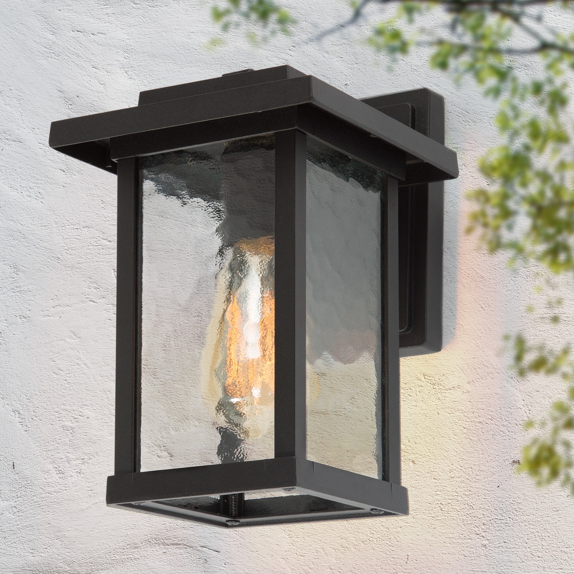 Modern Farmhouse Black 1-Light Outdoor Wall Sconce Patio Glass Post Pendant Light