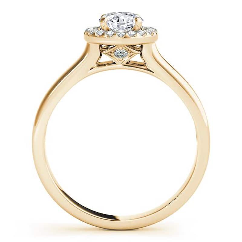 Auriya 14k Yellow Gold Lab Grown Round Diamond Halo Engagement Ring 0.50 to 5.00 ct. tw. (F-G VS)