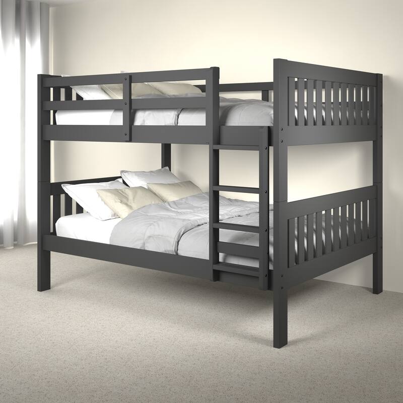 Full over Full Mission Dark Grey Bunk Bed - Standalone Bunk