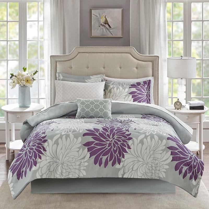Twin Size Comforter Set with Cotton Bed Sheets Purple - Bed Bath ...
