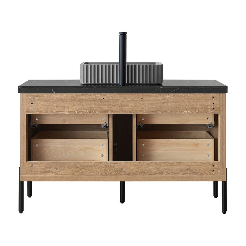 Trento Bath Vanity, Sintered Stone Top with Concrete Sink without Mirror