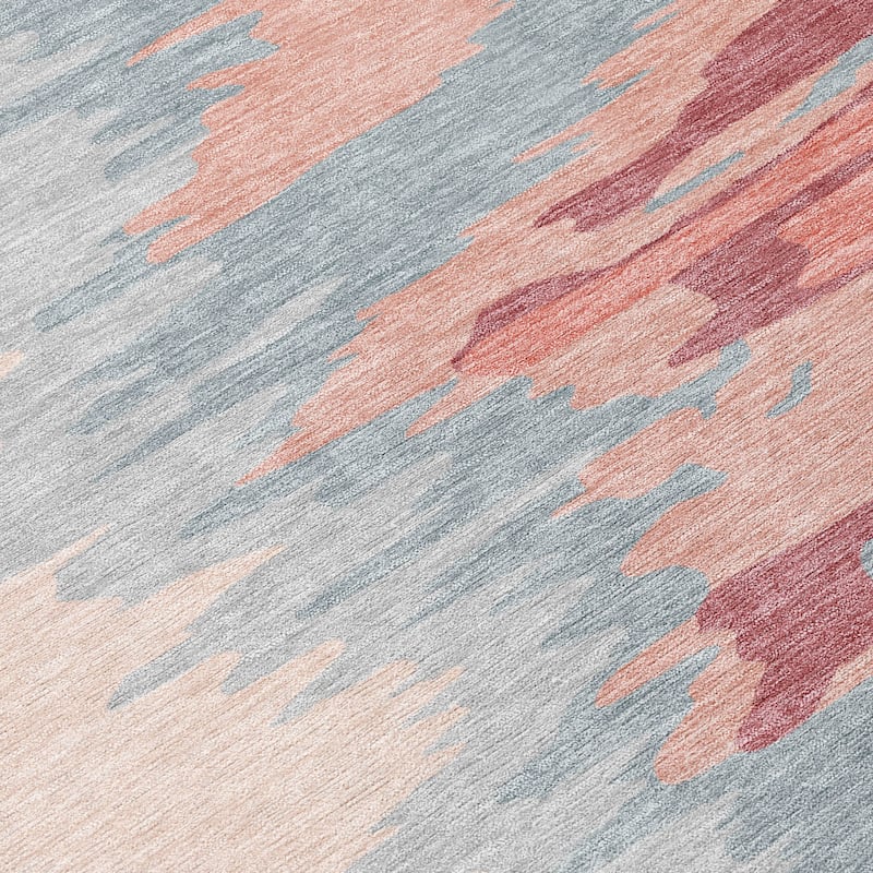 Machine Washable Indoor/ Outdoor Brushstrokes Ombre Chantille Rug