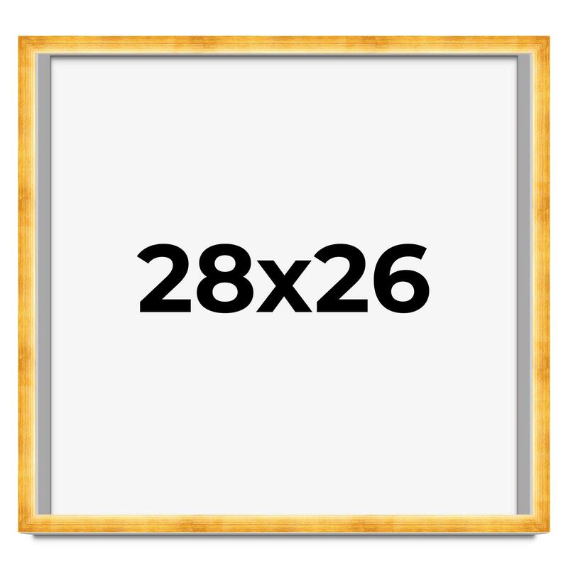 28x26 Shadow Box Frame Gold | 1.625 Inches Deep Real Wood Traditional