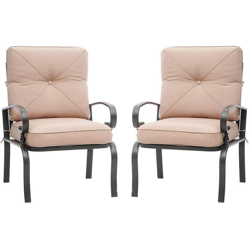 SUNCROWN 2-piece Outdoor Patio Cushioned Dining Chairs - Brown