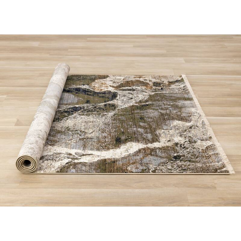 Sydney Collection - Cream Grey Brown Marble Area Rug