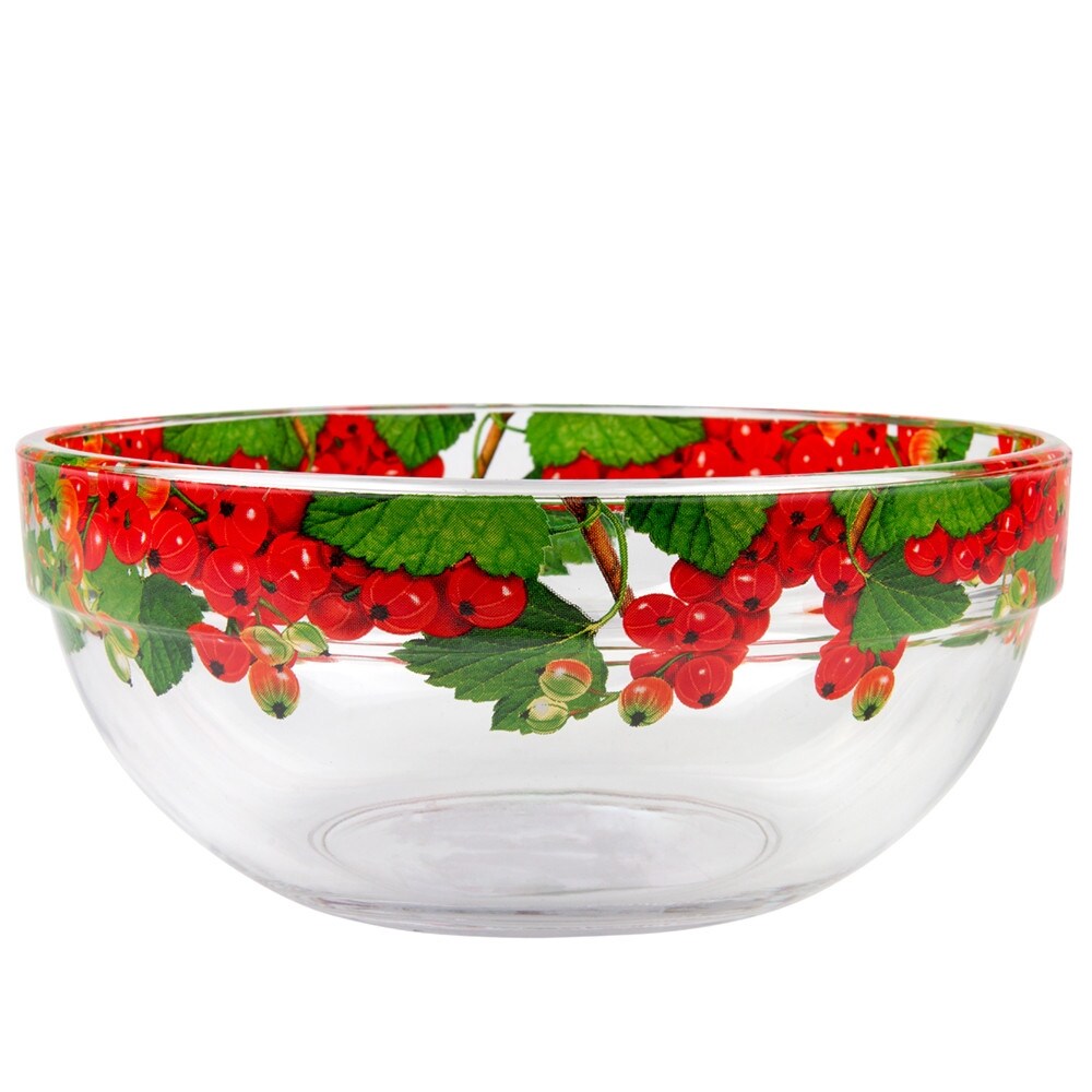 STP-Goods Redcurrant Durable Glass Salad Serving Bowl for Home