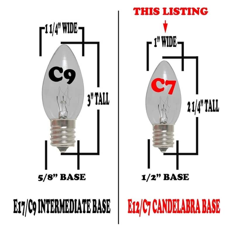 25 Foot C7 Ceramic Christmas Light Set, Hanging String Lights, Green Wire