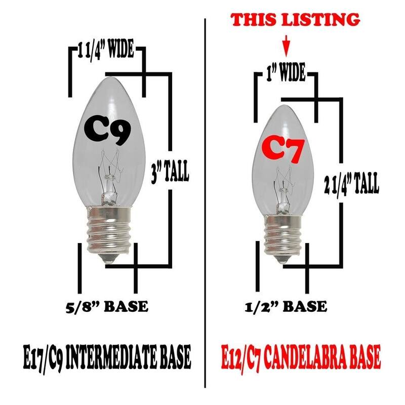25 Foot C7 Ceramic Christmas Light Set, Hanging String Lights, White Wire