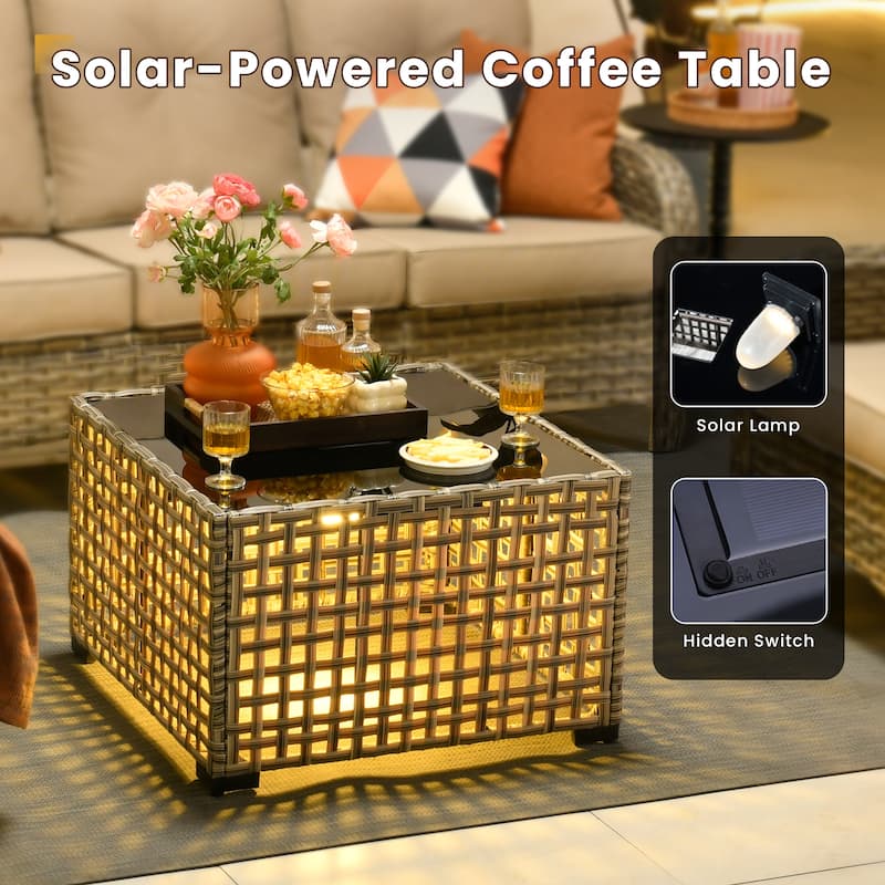 XIZZI 6-Piece Outdoor Wicker Patio Furniture Set with Coffee Table