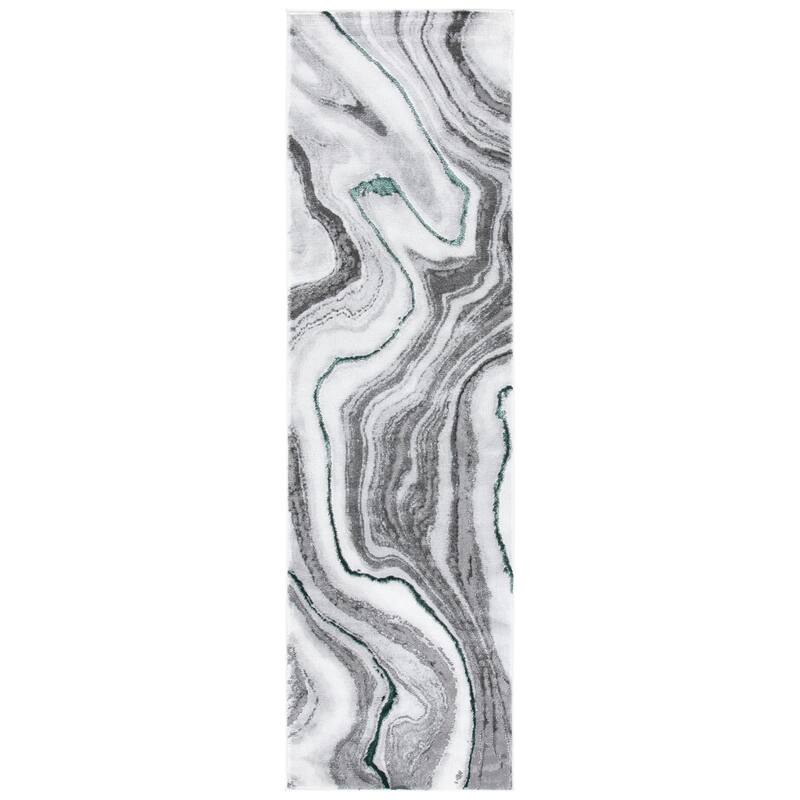 SAFAVIEH Craft Clytie Modern Abstract Marble Pattern Rug - 2'3" x 8' Runner - Grey/Green