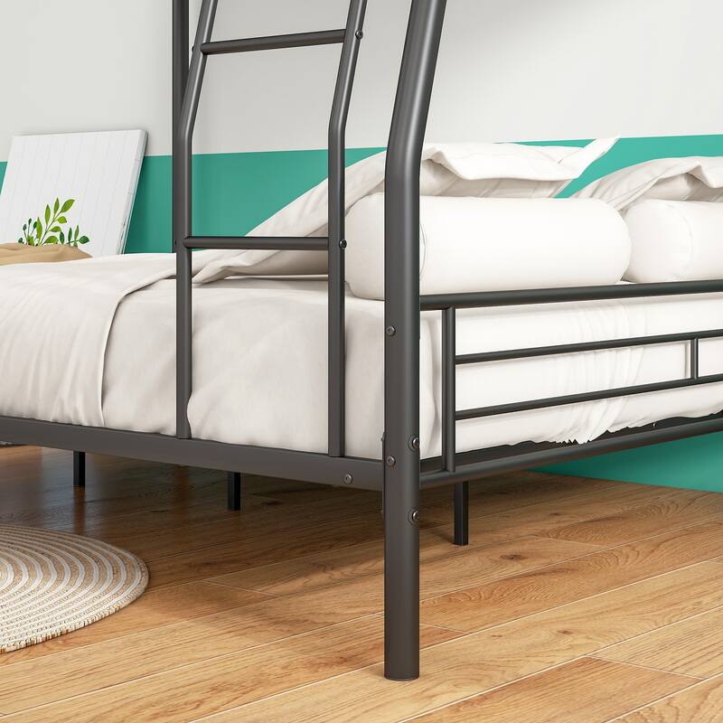 Sturdy Metal Full Over Queen Bunk Bed Frame, Noise-Free, No Box Spring Needed