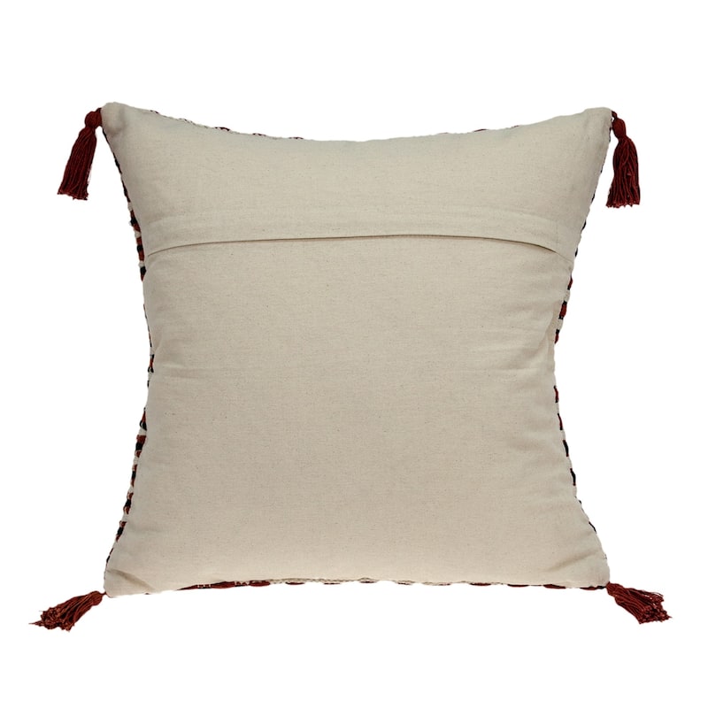 Hand Woven Tapestry Square Throw Pillow - 20" - Red and Beige
