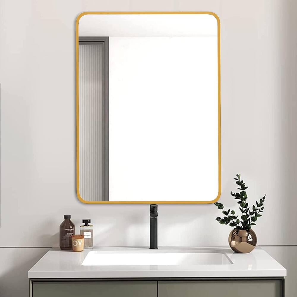 Bathroom Mirror for Over Sink Wall Mirror Metal Frame Rounded Rectangular Vanity Mirrors for Bedroom Living Room Entryway Decor