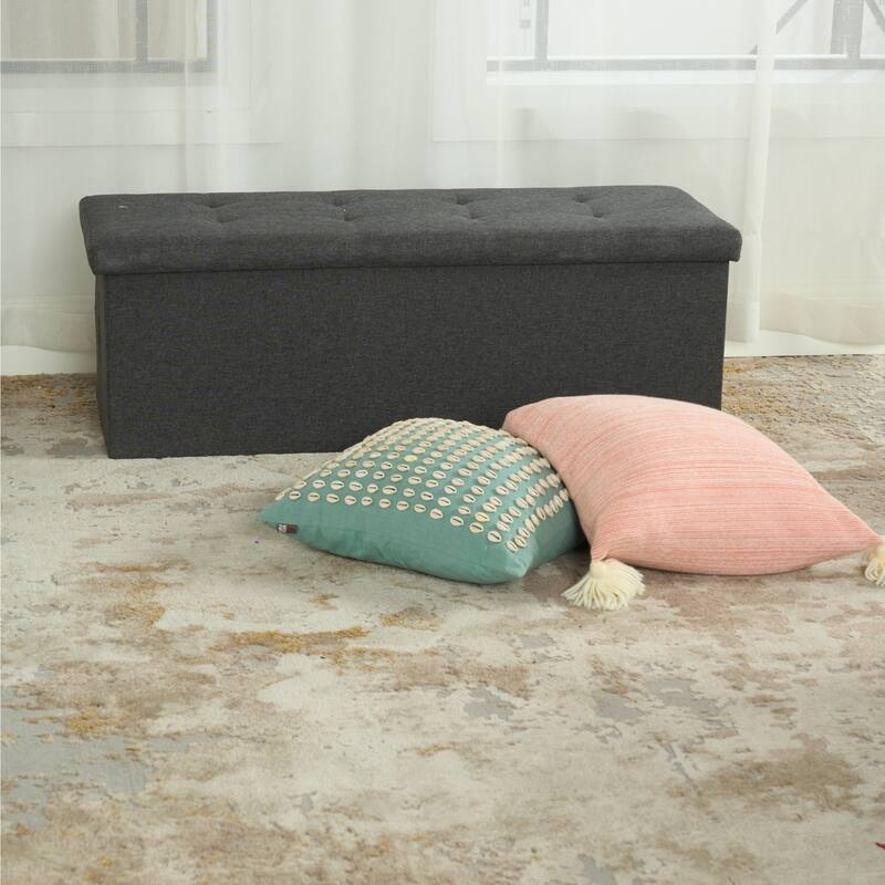 HomyLin Storage Ottoman Fabric Upholstered Tufted Foot Stool