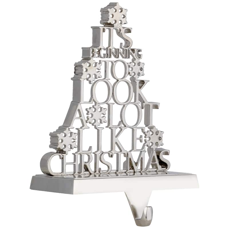 "It's Beginning to Look a Lot Like Christmas" Metal Tree Stocking Holder - 6.5"