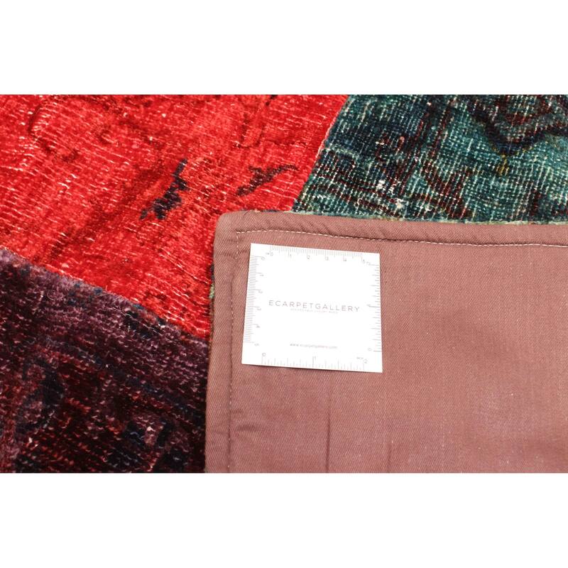 ECARPETGALLERY Hand-knotted Color Transition Patchwork Red Wool Rug - 5'5 x 8'3