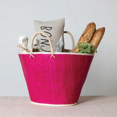 Palm Leaf Tote Bag - 27.2"L x 8.3"W x 13.4"H
