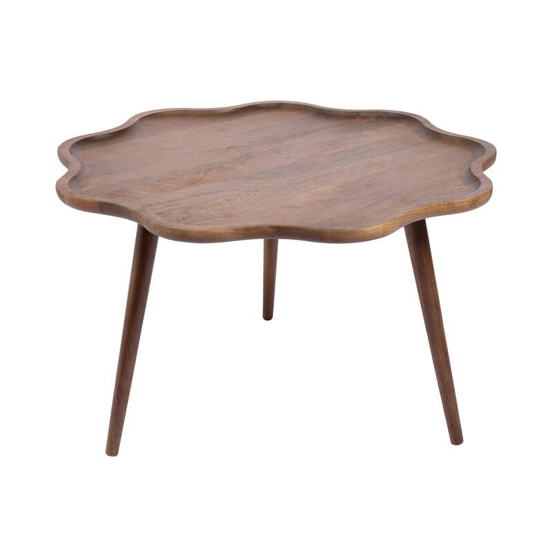 Kate and Laurel Alezar Scallop Wood Coffee Table - 30x30x18 - 30x30x18 - Walnut Brown