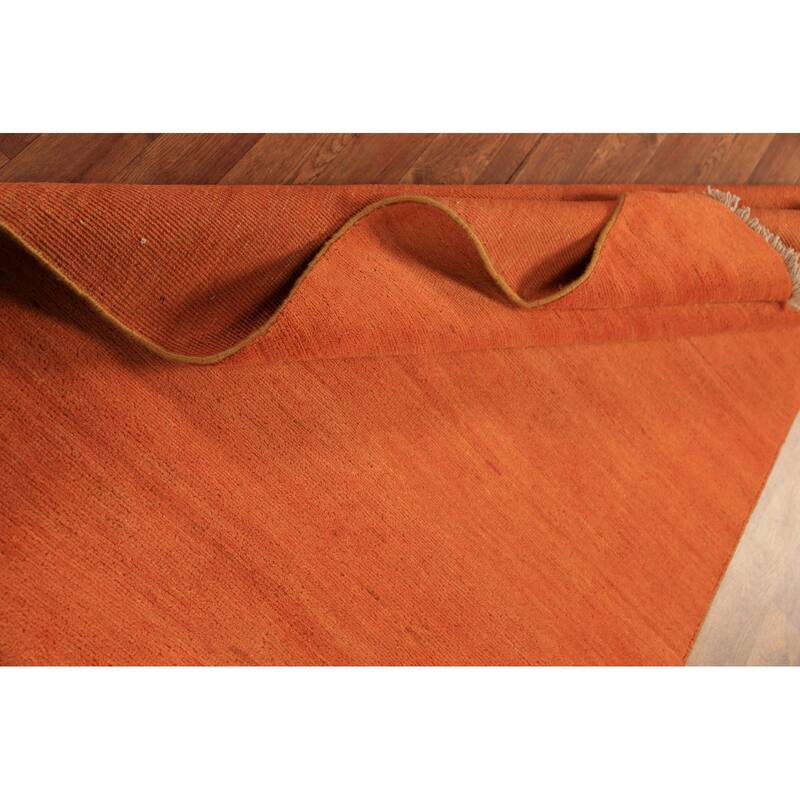 Orange Gabbeh Modern Rug Handmade Oriental Solid Wool Carpet - 3'10" x 5'9"