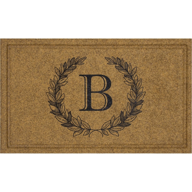 Mohawk Home Monogram Initial Faux Coir All Weather Recycled Rubber Door Mat - 2' x 3' - Laurel Monogram B