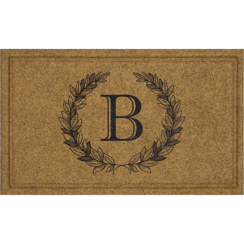 Mohawk Home Monogram Initial Faux Coir All Weather Recycled Rubber Door Mat