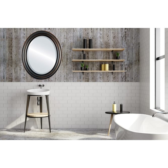 Philadelphia Framed Oval Mirror in Rubbed Bronze - Antique Bronze
