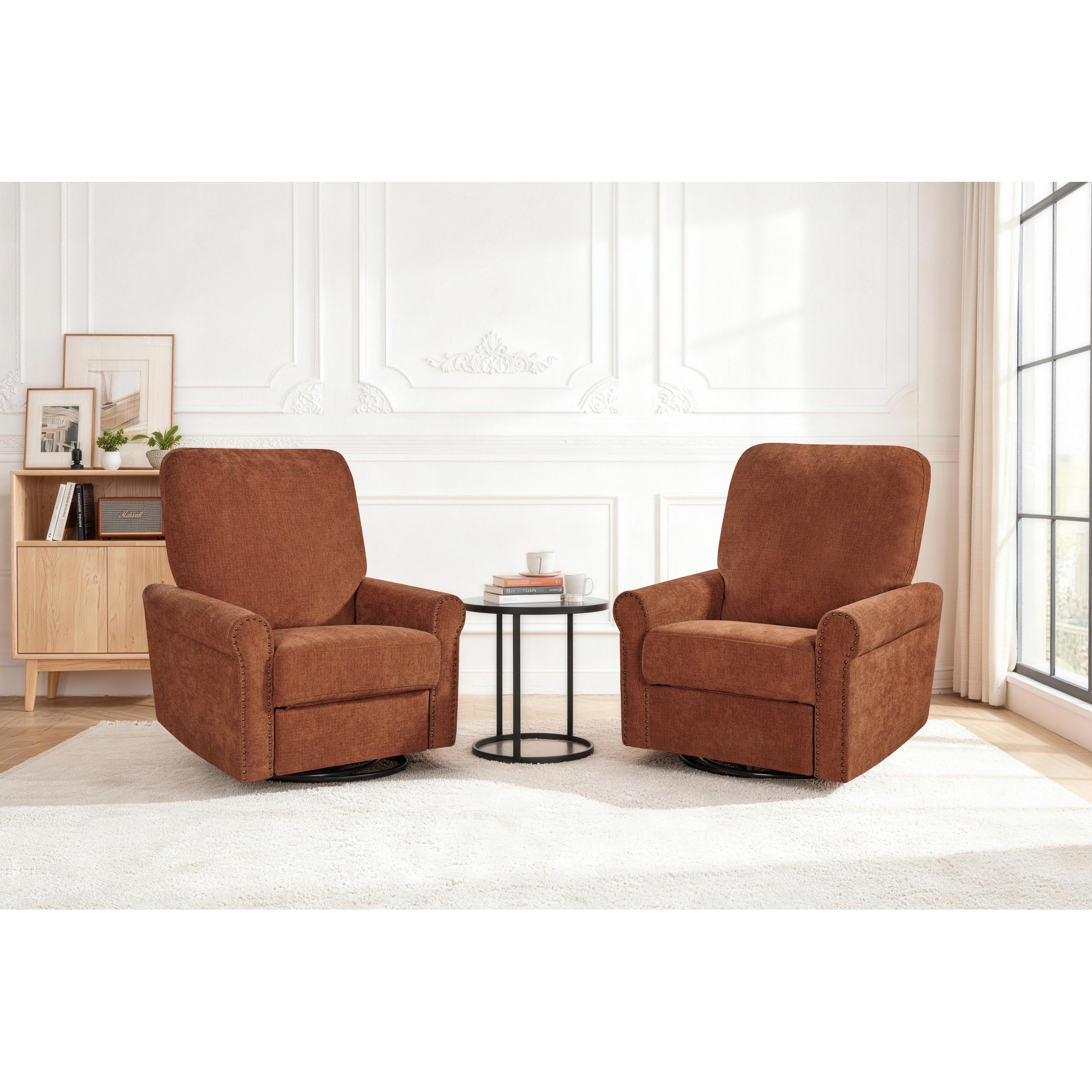 Heido 360 Degree Swivel Glider Manual Recliner Leisure Chair Set of 2