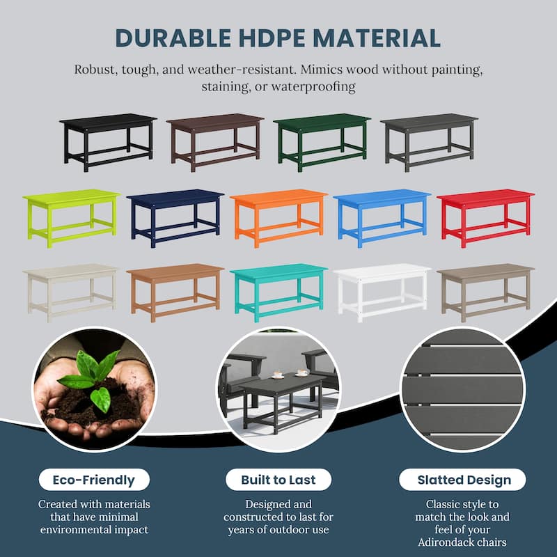 Laguna Hdpe All Weather Outdoor Patio Rectangular Coffee Table