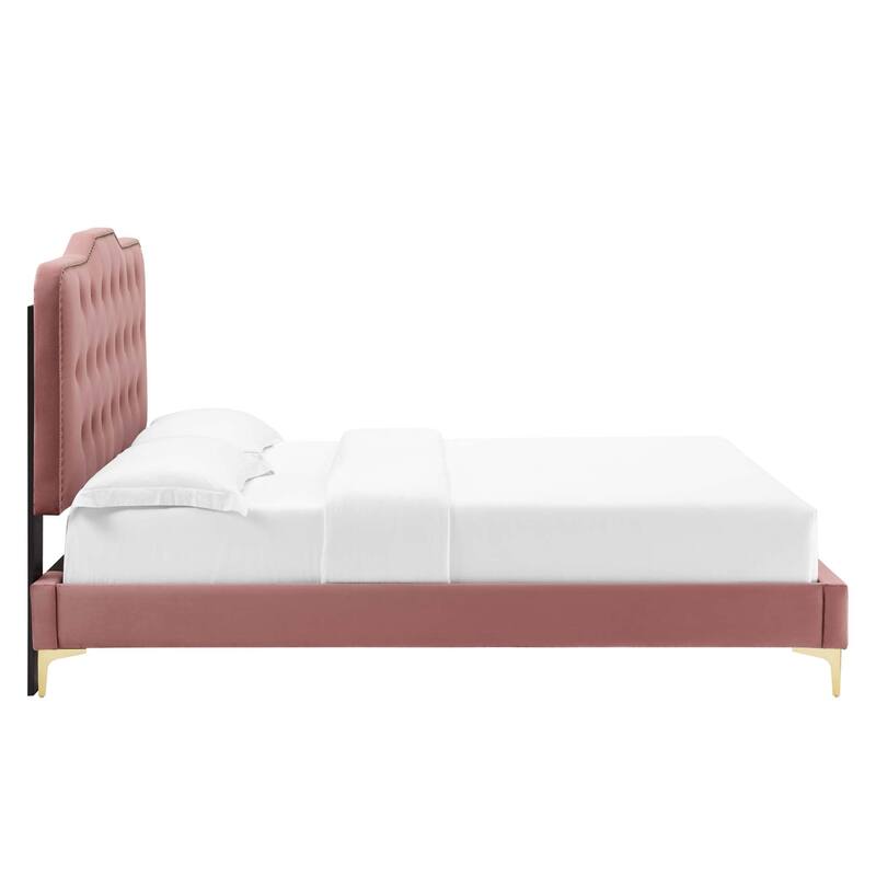 Amber Performance Velvet Queen Platform Bed
