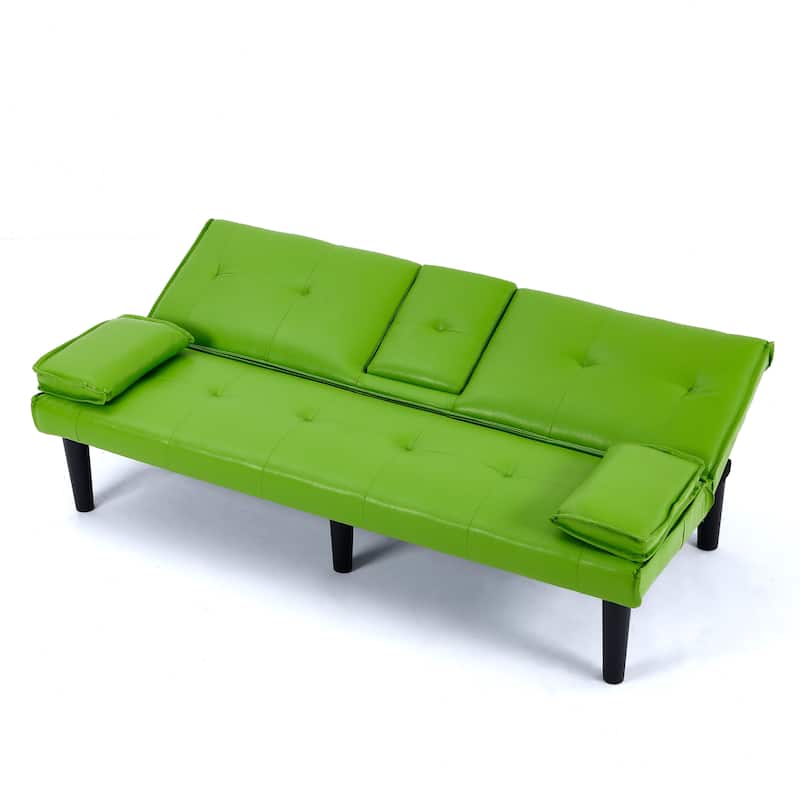 The 67-inch PVC multi-functional sofa bed, with a foldable and cup holder design