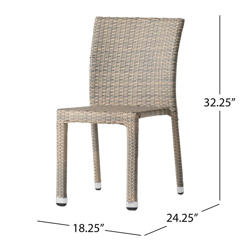 Dover Outdoor Wicker Aluminum Armless Stacking Dining Chair (Set of 4) by Christopher Knight Home