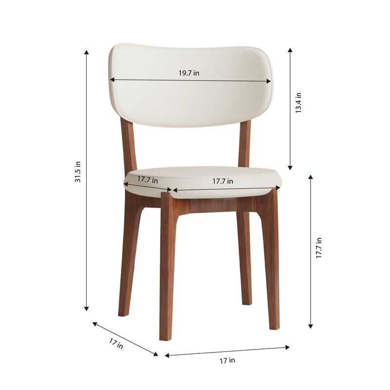 PU Leather Dining Chairs Set of 2, Lounge Chair with Curved Backrest, Kitchen Side Chairs with Solid Wood Legs - Orange