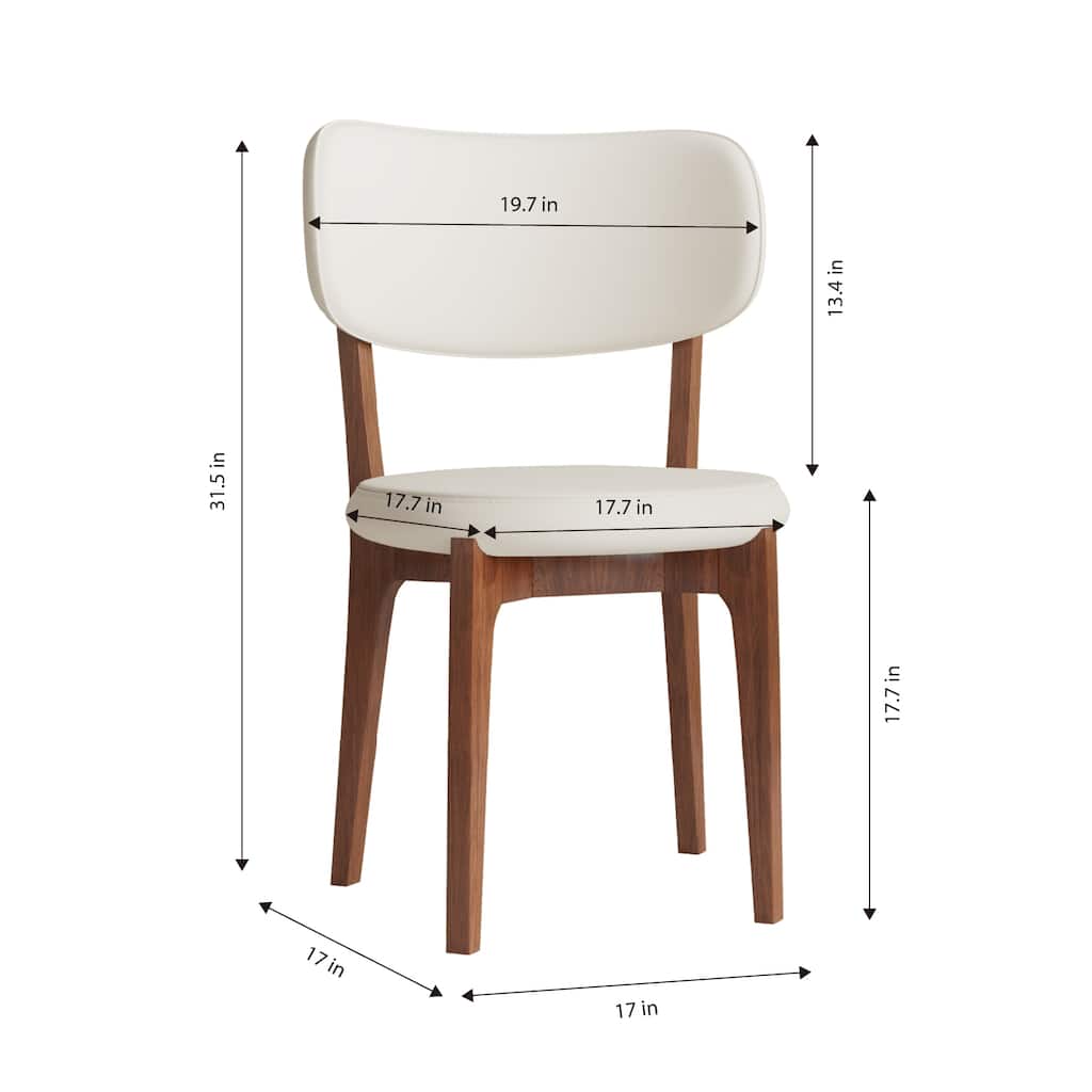 PU Leather Dining Chairs Set of 2, Lounge Chair with Curved Backrest, Kitchen Side Chairs with Solid Wood Legs