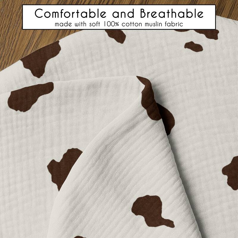 Sweet Jojo Designs Western Cow Print Boy, Girl, Gender Neutral 100% Cotton Muslin Nursing Pillow Cover Case - Country, Wild West