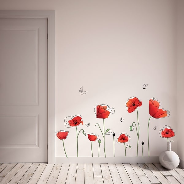 Walplus Poppy Flower Butterfly Wall Sticker Decal Wall Art Home Decor On Sale Overstock 31768906