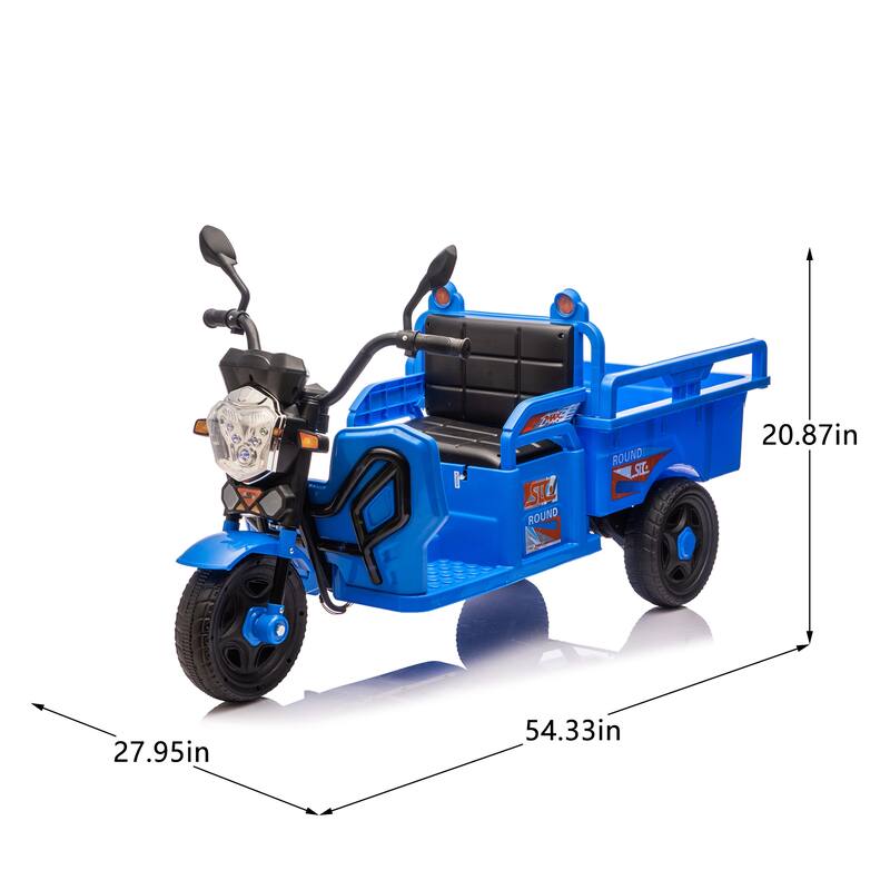 12V Kids Electric 3-Wheel Cargo Truck with Storage, LED Lights, Music, Anti-Slip Wheels, Wide Seat & Stable Trike Design