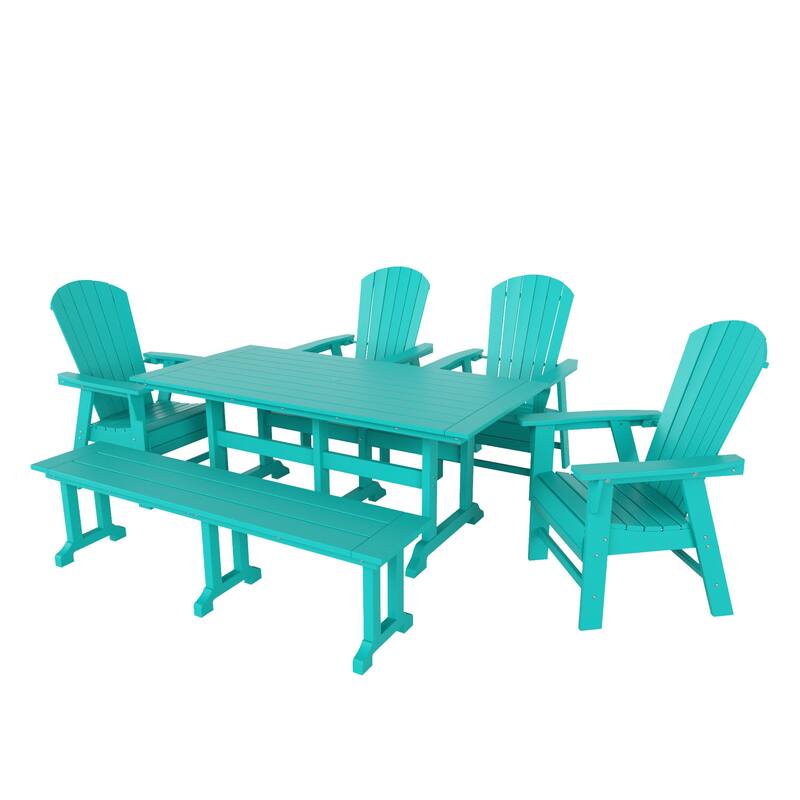 Altura 6-Piece Rectangular Poly Eco-Friendly All Weather Outdoor Dining Set with Bench