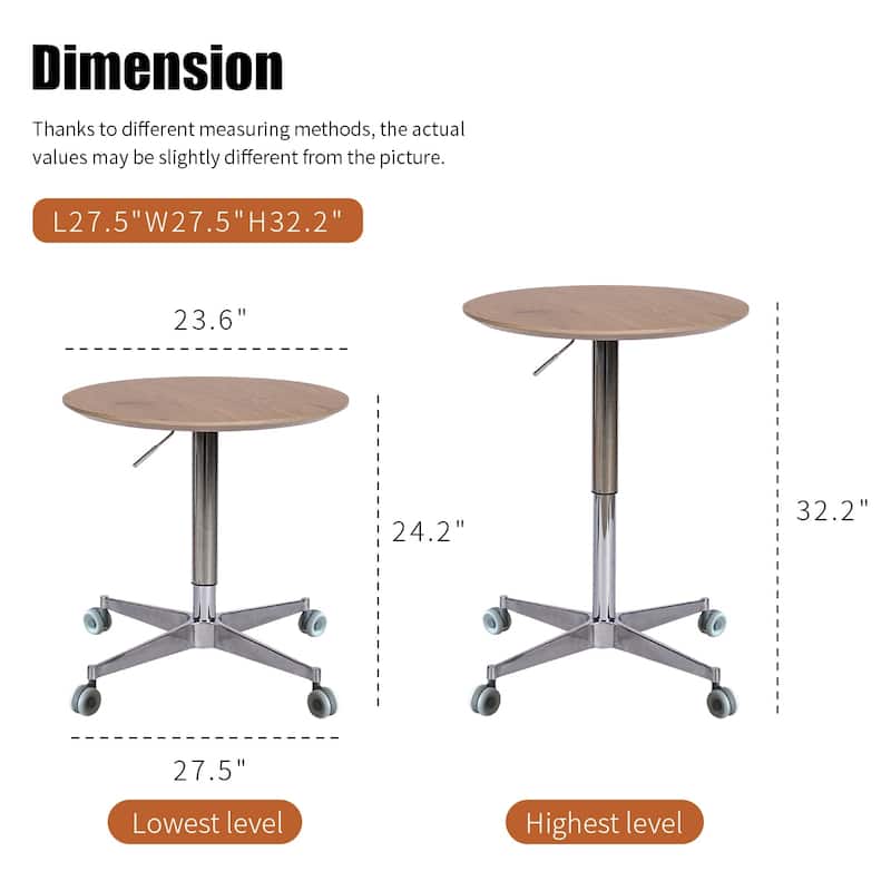 Movable Adjustable Coffee Table with 360 Swivel Counter Bar Height Aluminum Star Base